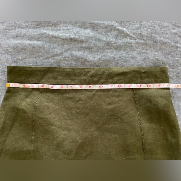 Zara linen pencil skirt in dark olive green - Picture 6 of 11
